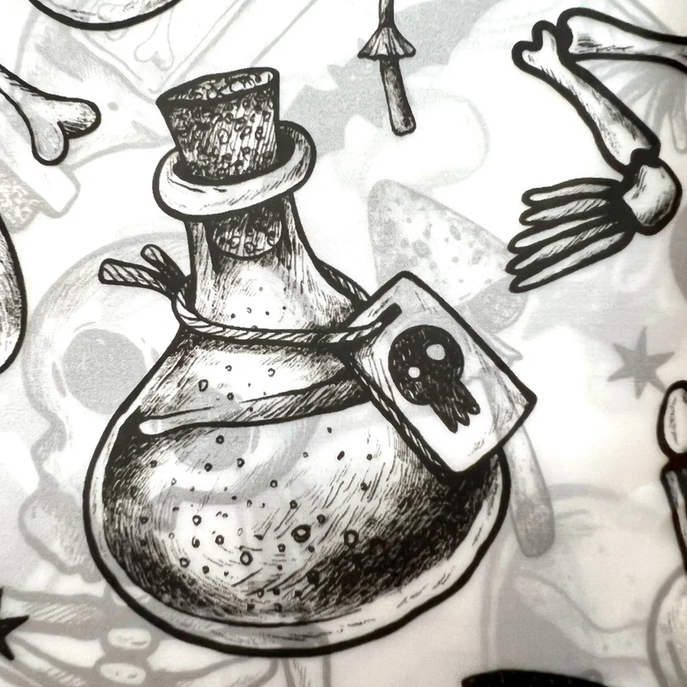 Halloween Charcoal Sketch Images Peva Shower Curtain Metal Grommets Black Potion